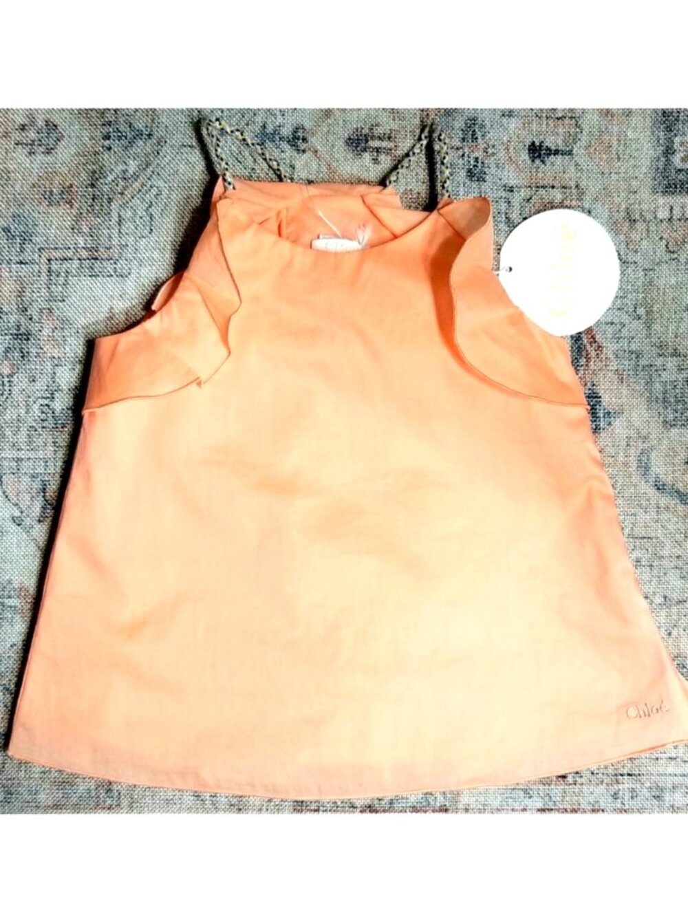 NWT Girls Peach Colored Sleeveless Blouse by Designer Brand Chloe 4T
